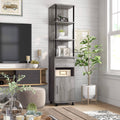 Industrial 4-Shelf Accent Bookcase - Antique Grey Oak K1424