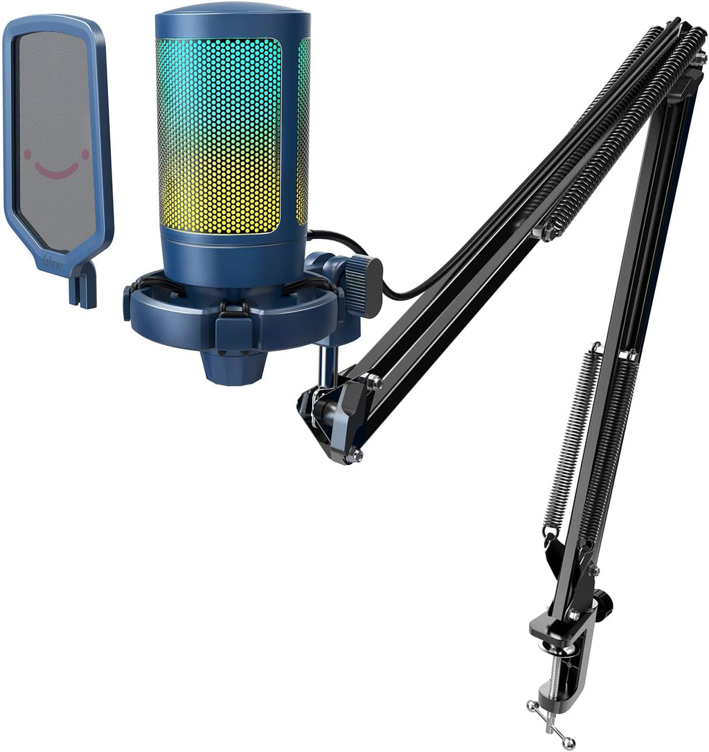 USB Gaming Microphone Kit, Condenser Cardioid Microphone Set with Arm Stand C57712