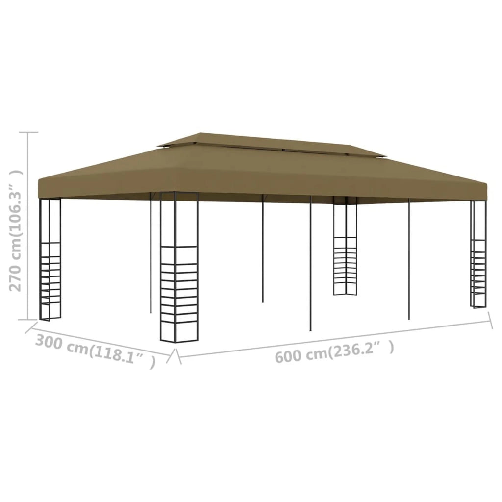 Party Tent Outdoor Gazebo Canopy Sun Shade Shelter Steel Frame Taupe 236.2 x 118.1 x 106.3 Inches A55718