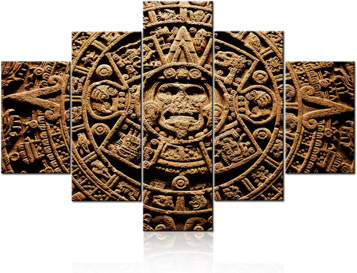 Aztec Calendar Canvas Wall Art Framed Ready to Hang Poster and Print Z4431