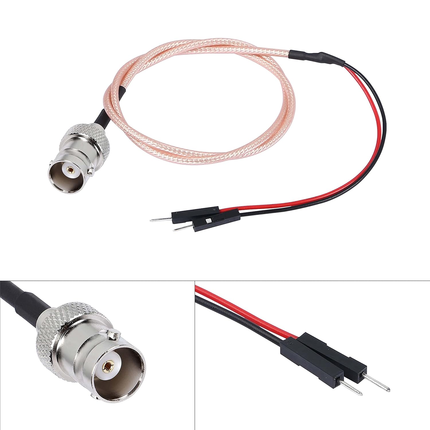 BNC Male to Dupont Wire Test Leads Cable Connector Adapter Extension Wire (Red+Black) 1 pcs E985523
