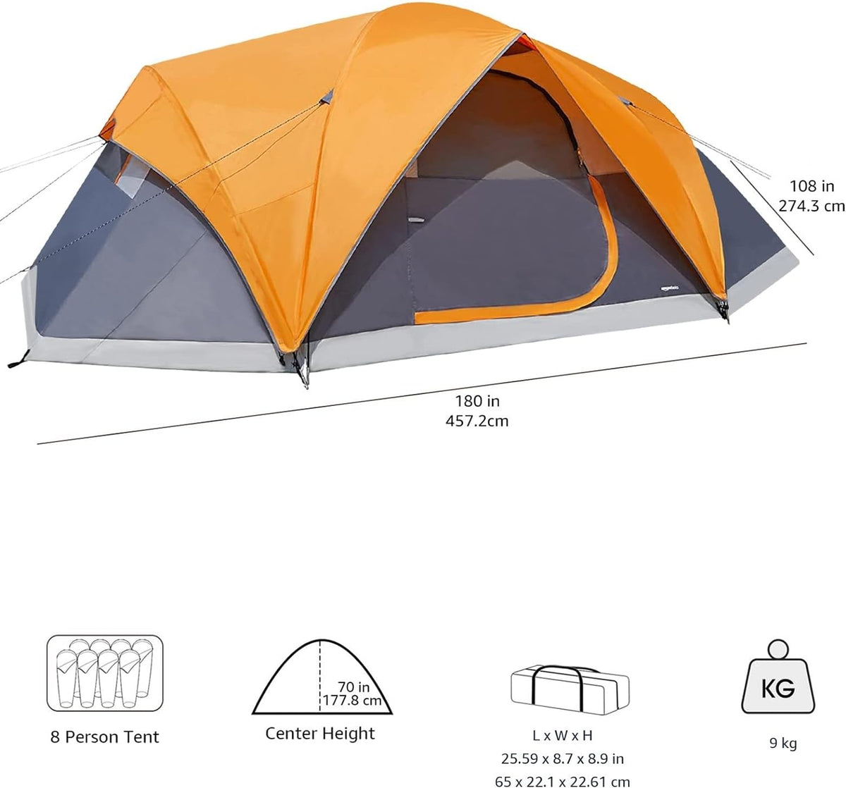4/8 Person Dome Camping Tent with Rainfly and Carry Bag U2016