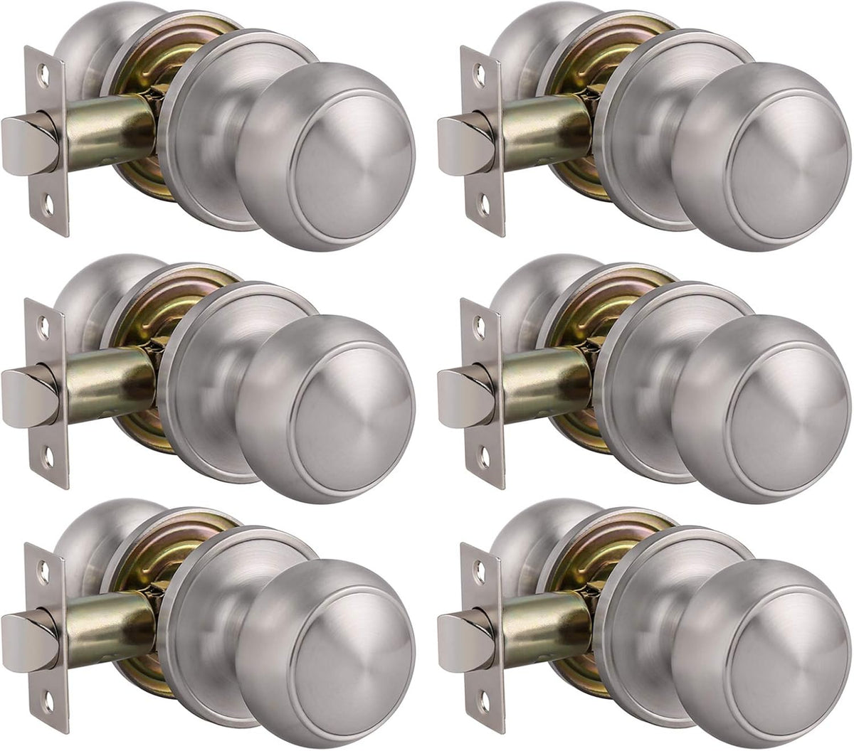 6 Pack Stainless Steel Flat Ball Door Knob Brushed Nickel Finish Pack of 2 Z4441