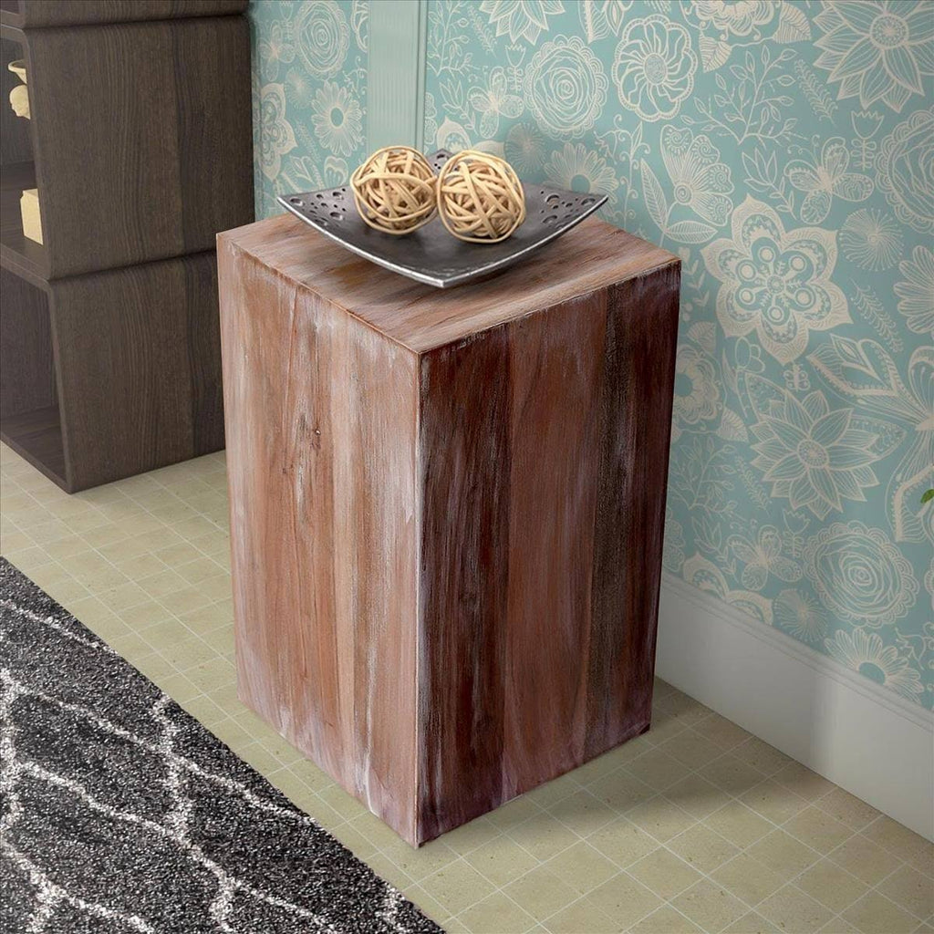 White Square Wooden End Table R1405
