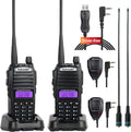 UV-82 Ham Radio Handheld 2 Way Radio with Programming Cable and Long Antenna (2Pack-Black) T329606