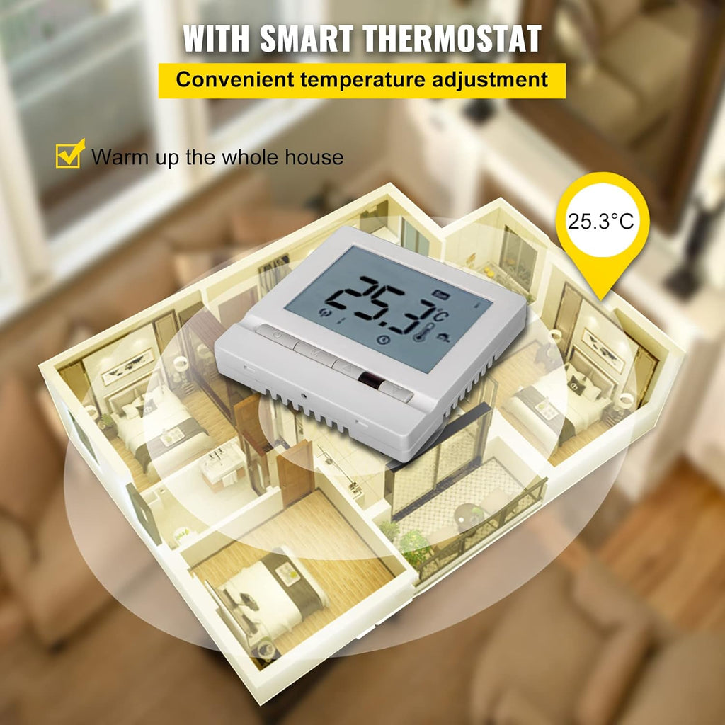 Floor Heating Cable 37.5 Square Feet with Temperature Control Panel O627