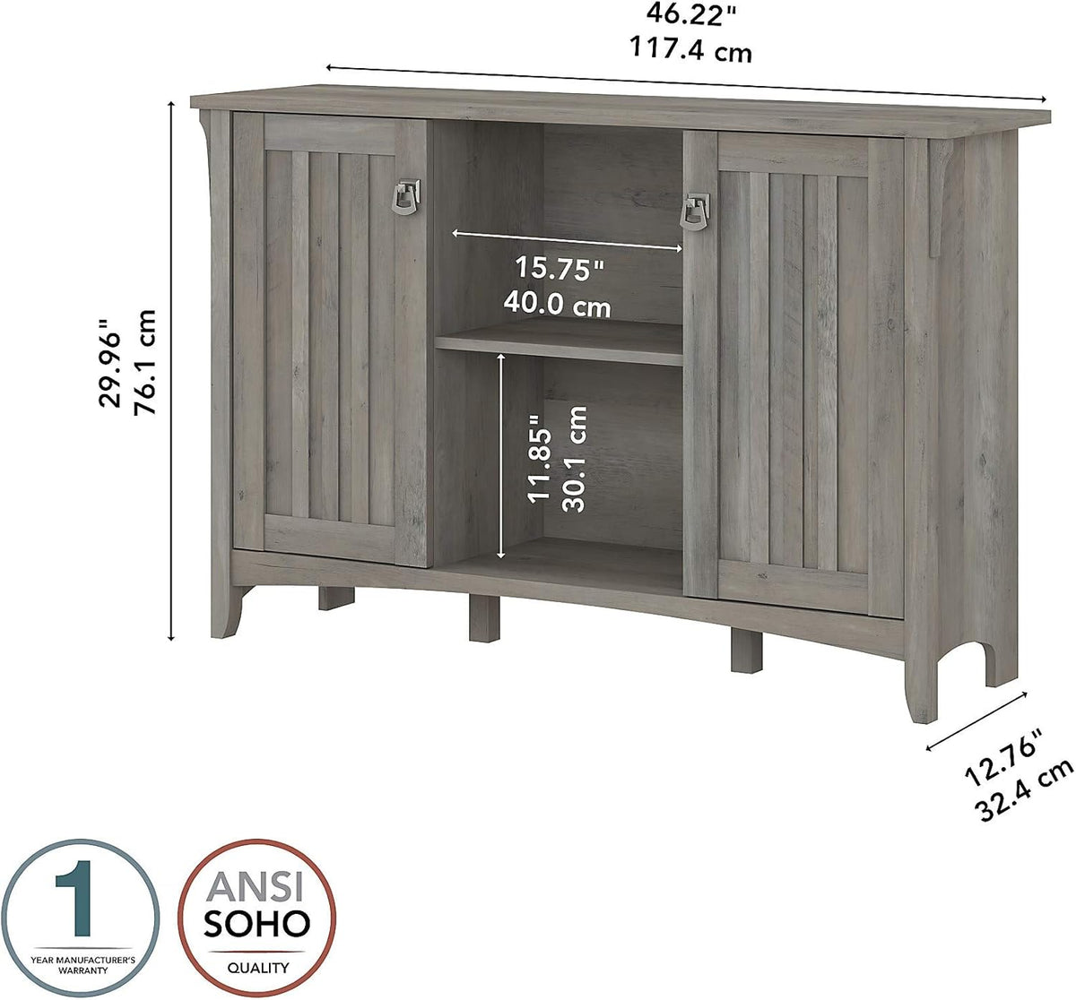 Accent Storage Cabinet with Doors, Driftwood Gray H91005