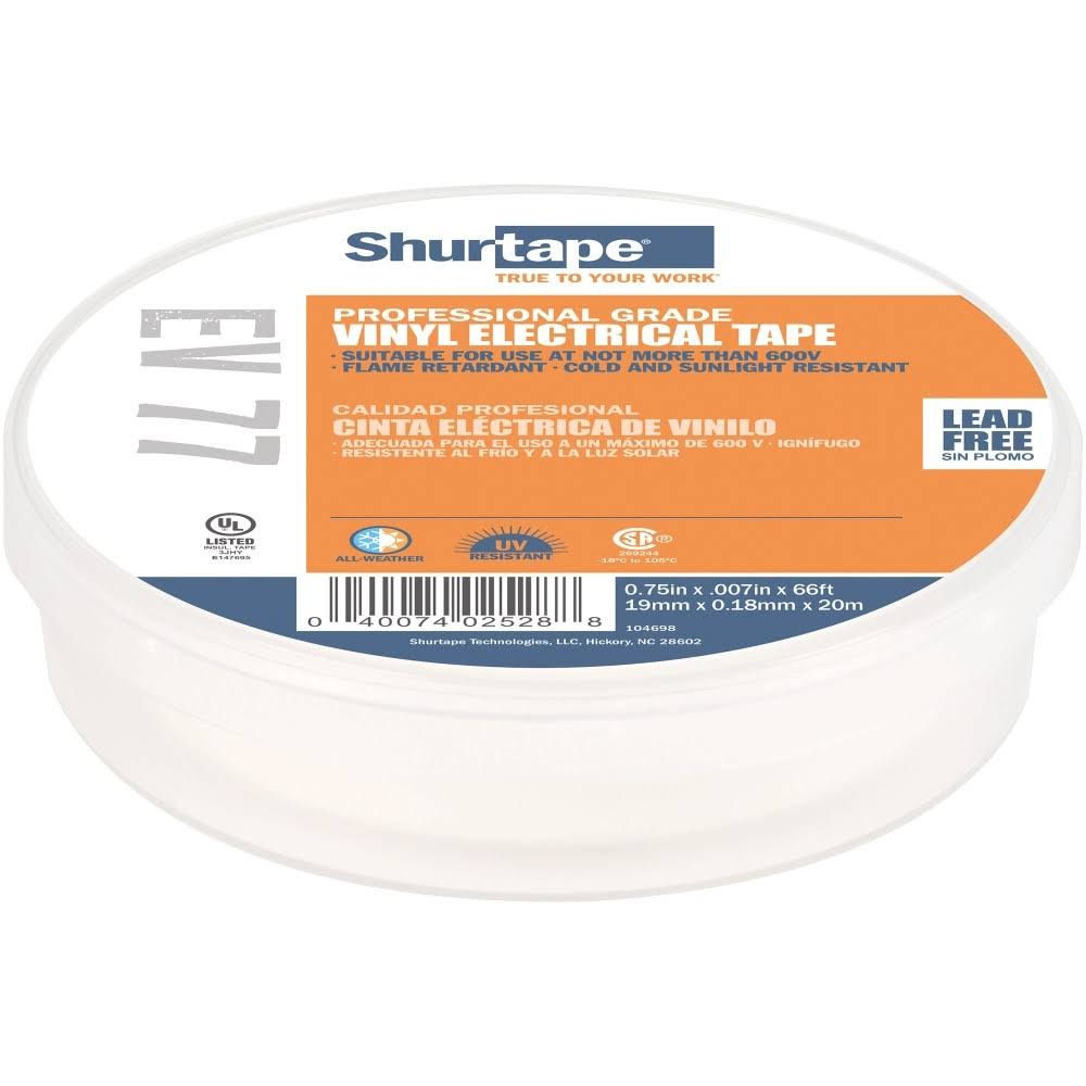 White UL Listed Electrical Tape - 3/4in x 66ft - 1 Roll B681