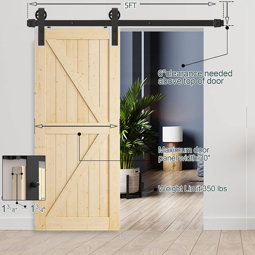 6.6FT Heavy Duty Sliding Door Hardware Kit with 12 Handle & Floor Guide E826561