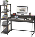 47 Inch Reversible Computer Desk with 5 Tier Shelves and Storage U52948