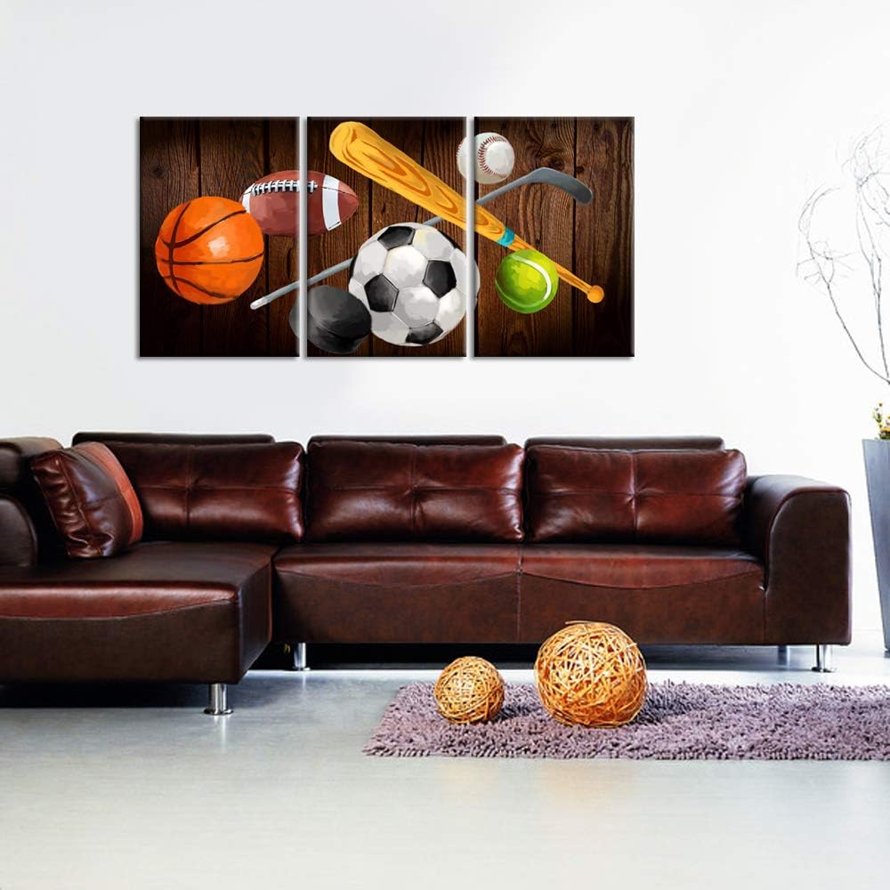 Vintage Sports Canvas Wall Art, 3 Pieces, Stretched and Framed, 16x24inch G5775
