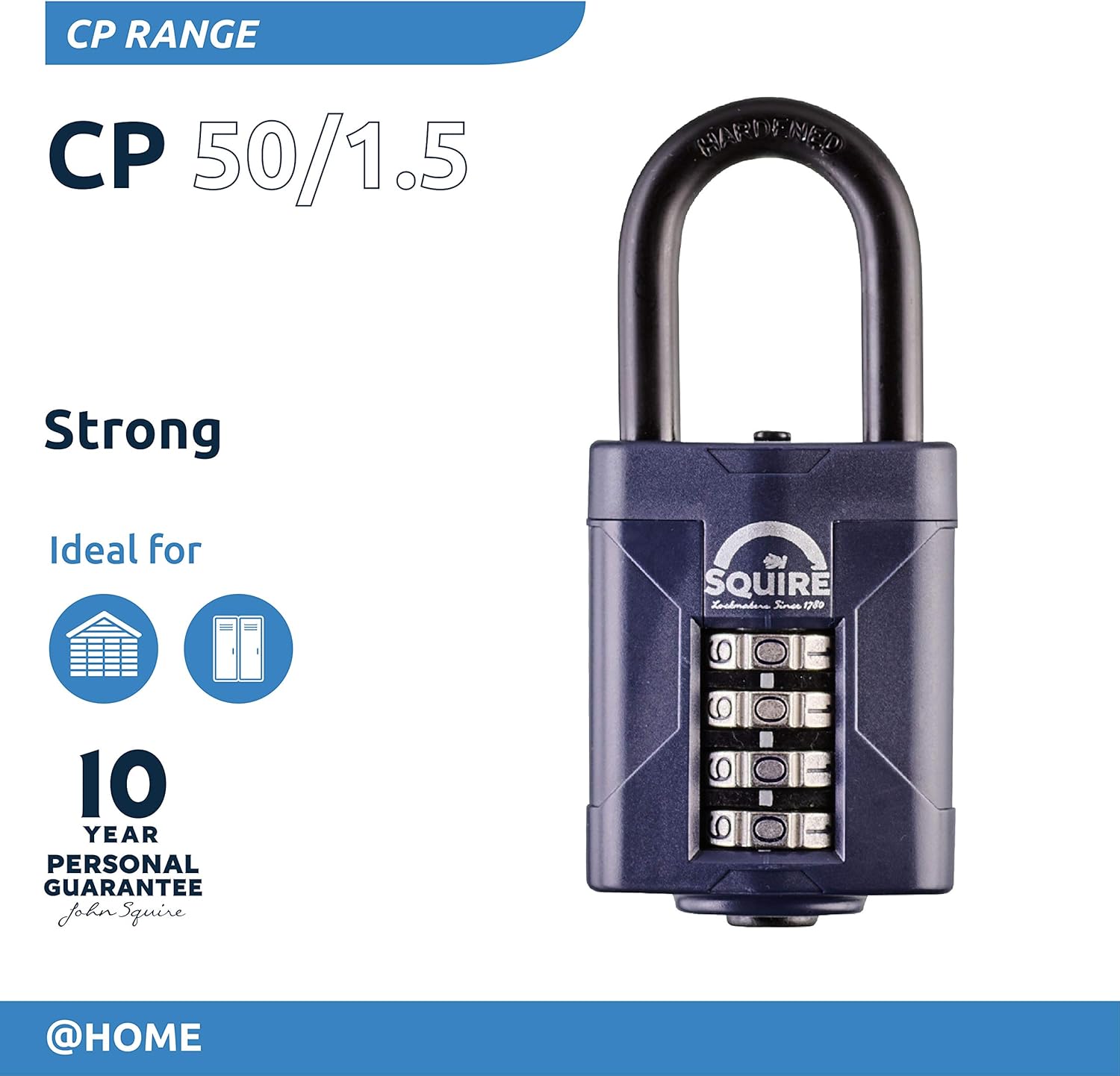 Blue 50 mm Alloy Steel 4 Wheel Combination Padlock, Pack of 2 J563088