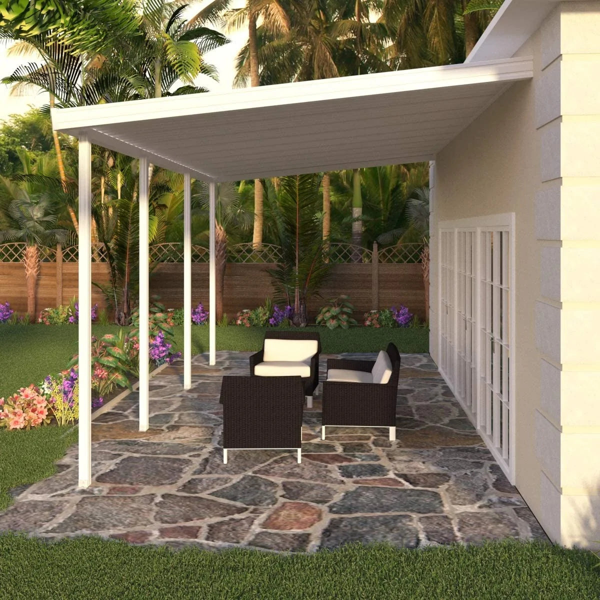 White Aluminum Patio Cover with 4 Posts Z47907
