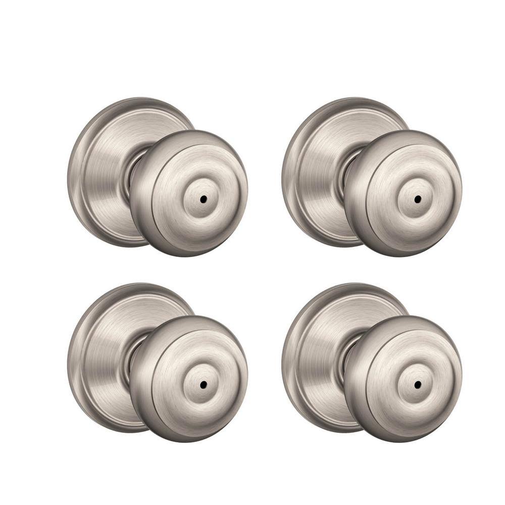 Satin Nickel Privacy Door Knob (4-Pack) I15960