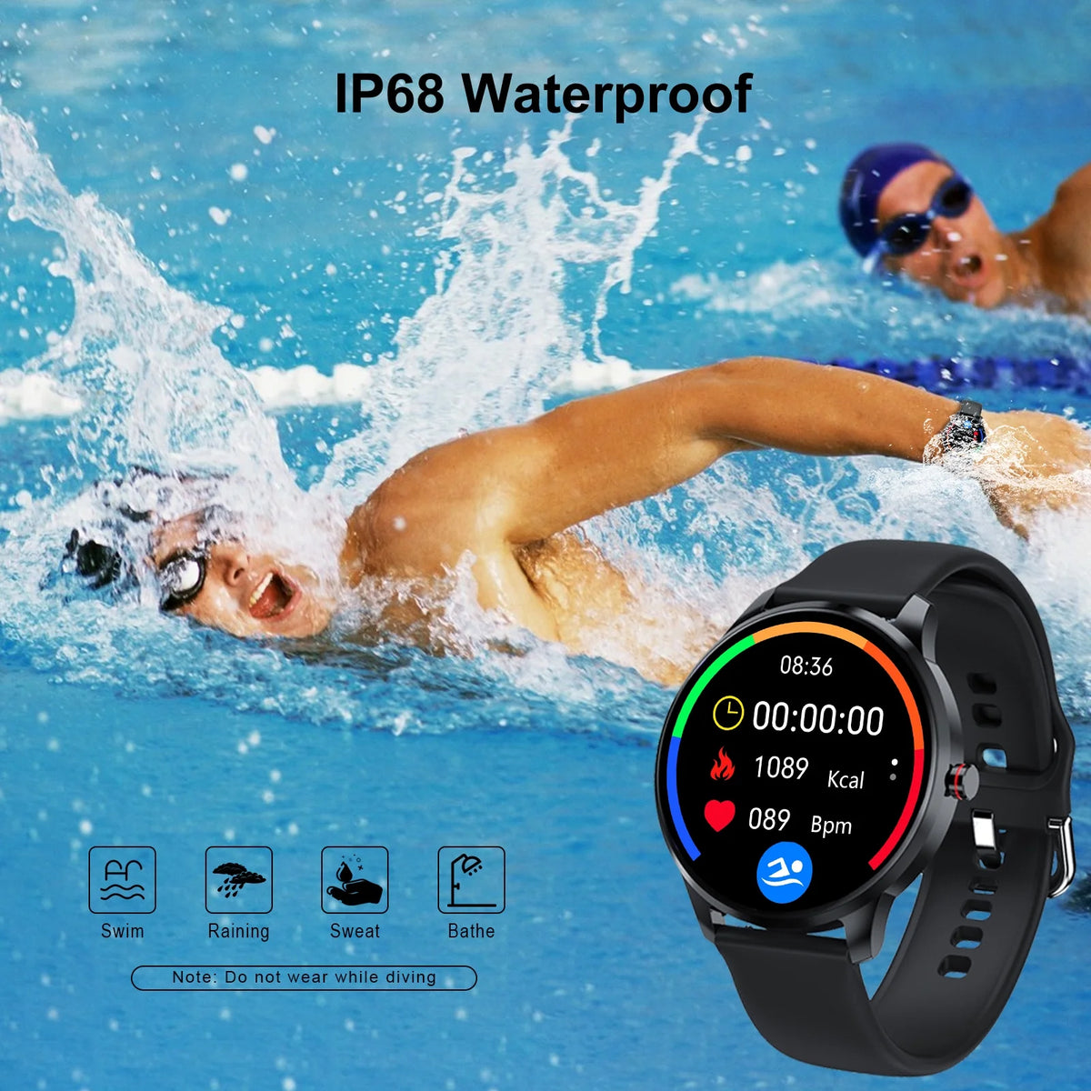 IP68 Waterproof Smart Watch Fitness Tracker J2493