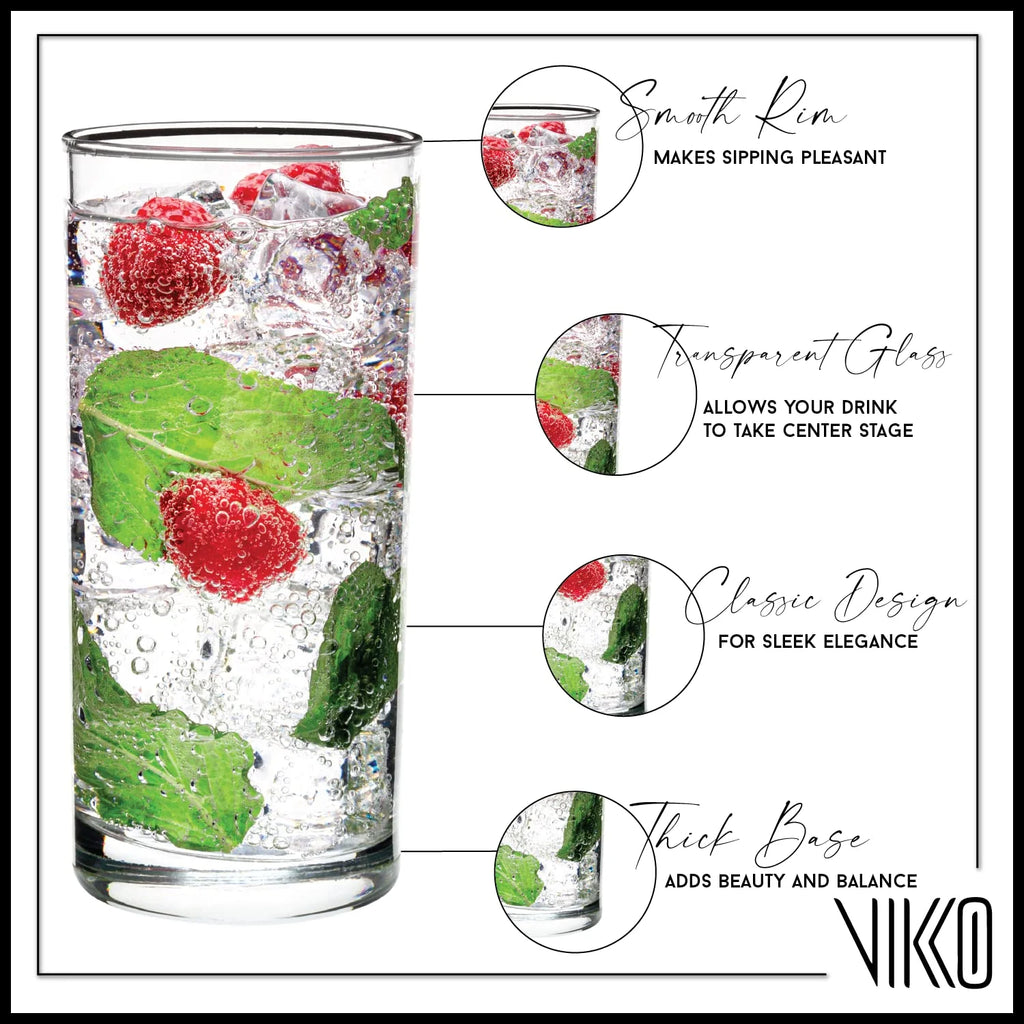 Clear 12.25 Ounce Highball Drinking Glasses, Set of 12 R2591