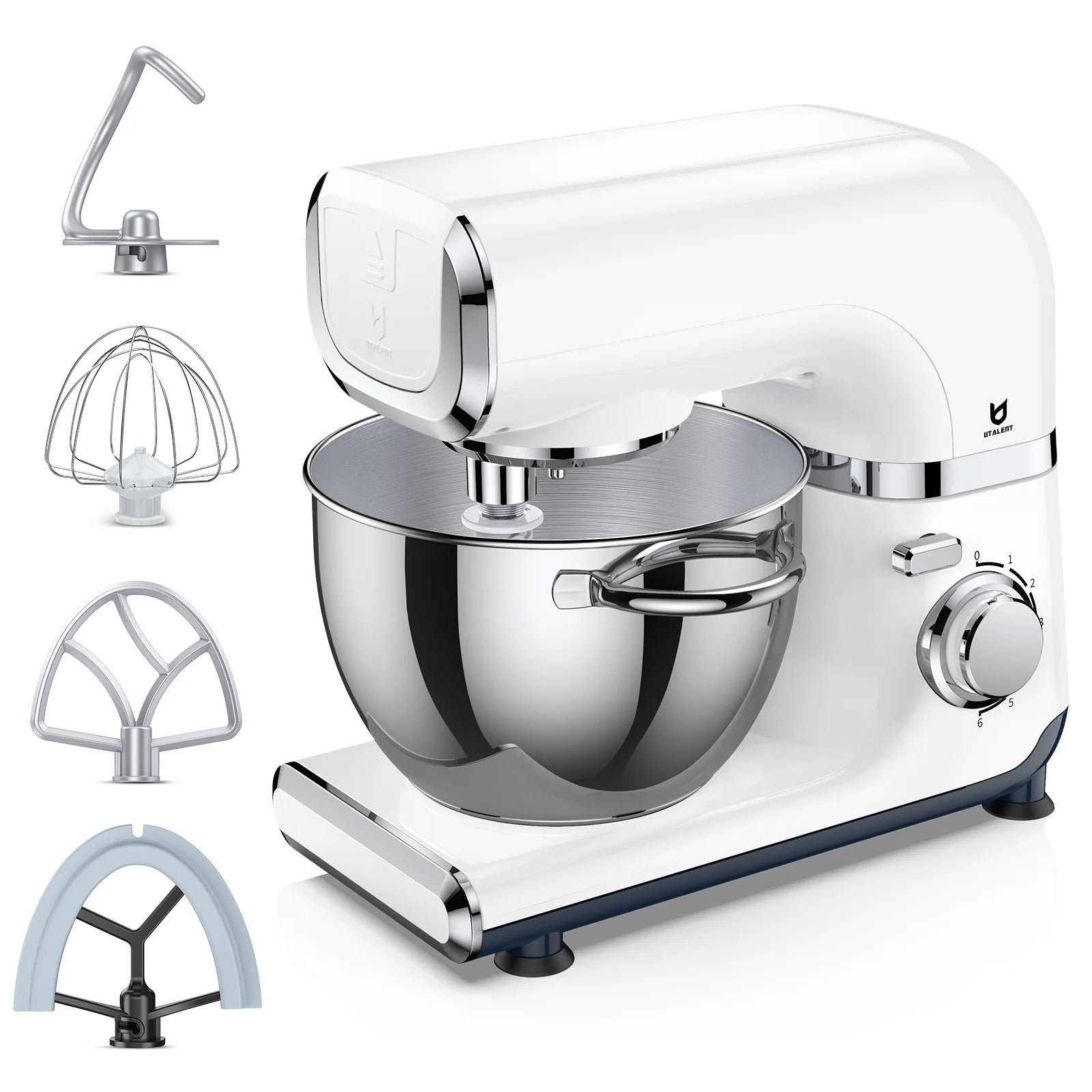 6 Adjustable Speeds Electric Stand Mixer with 4.2 QT Stainless Steel Bowl I503