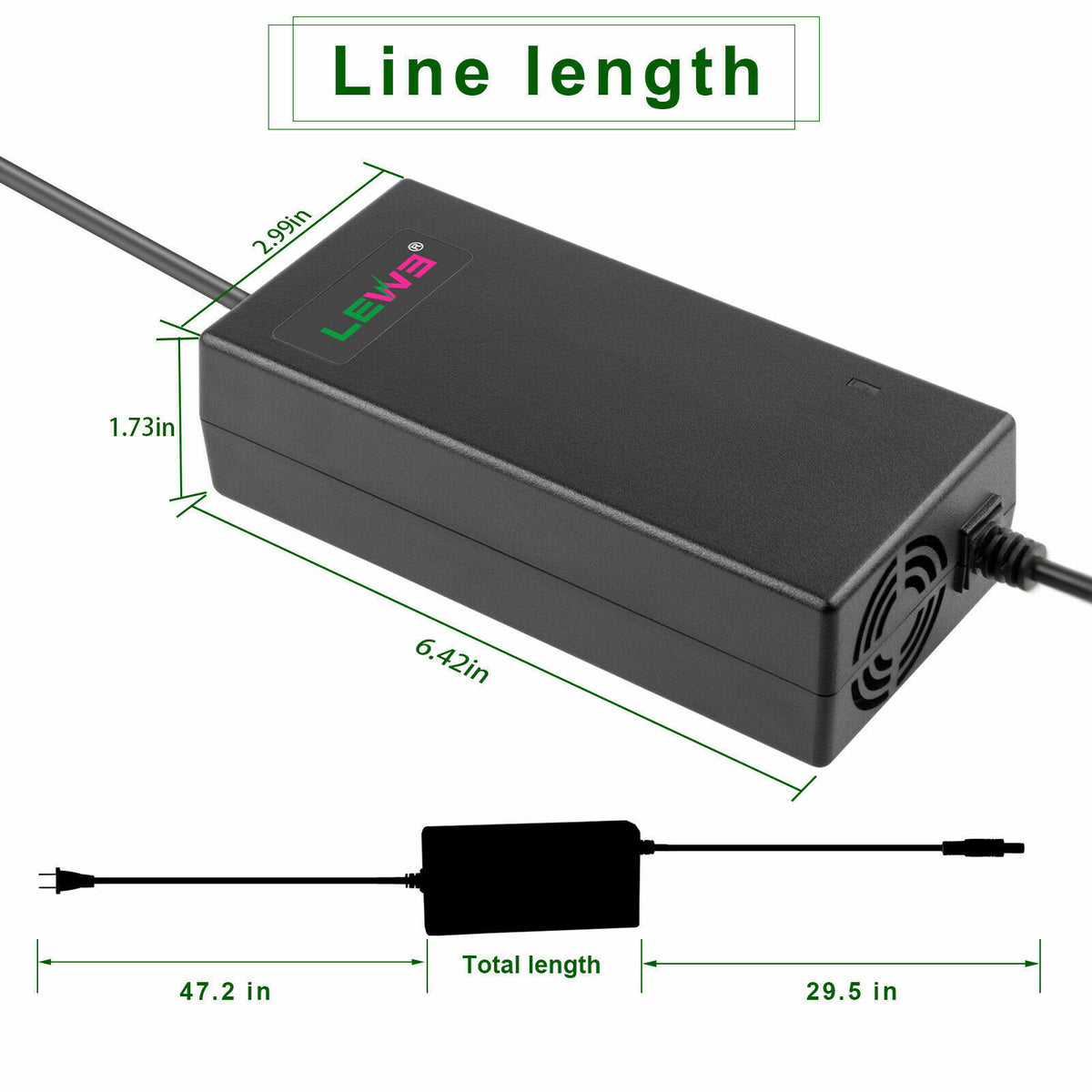 54.6V 2A Charger Adapter For 48V Li-ion Battery Ebike Electric Bike Scooter R55866