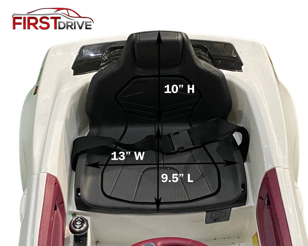 White 12V Power Dual Motor Kids Electric Ride on Toy Car C2485