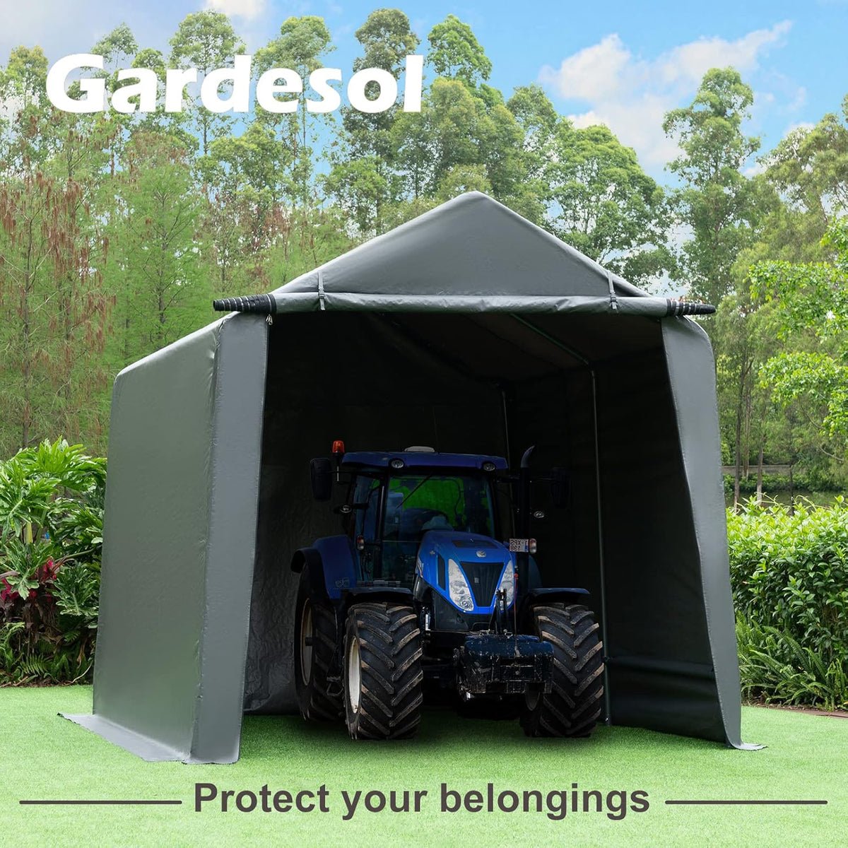 10x10 ft Portable Storage Shed with Roll-up Zipper Door, Gray O449