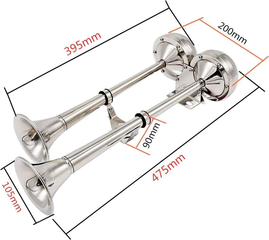 150DB 12V Stainless Steel Double Horn Q528