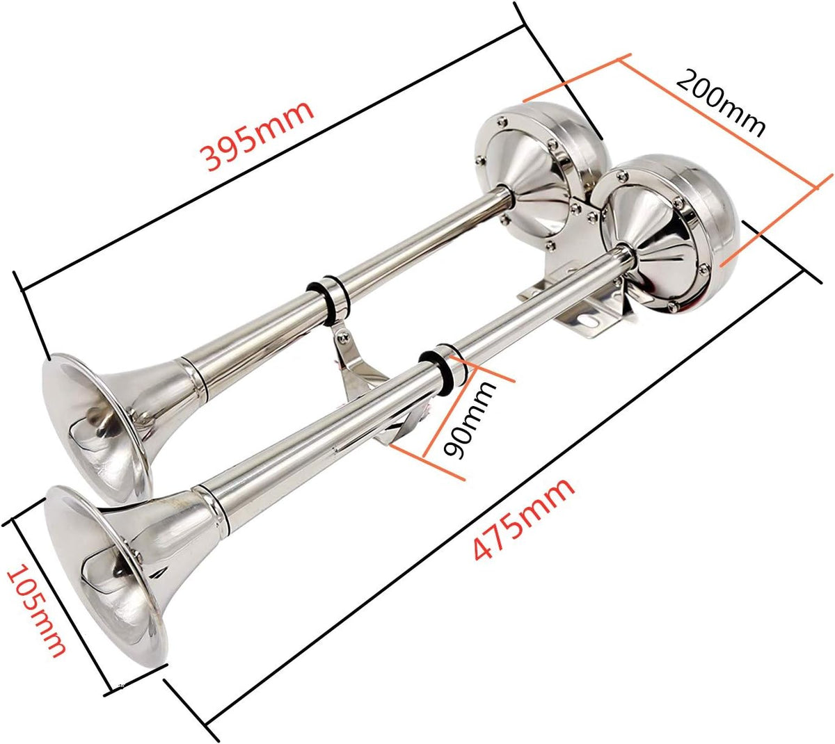 150DB 12V Stainless Steel Double Horn Q528