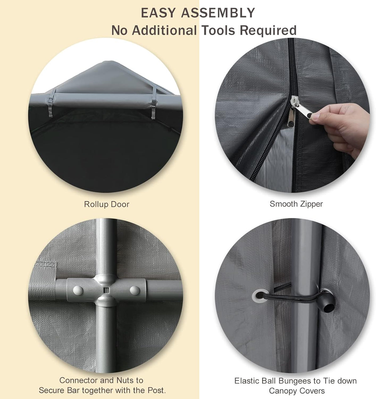 10x10 ft Portable Storage Shed with Roll-up Zipper Door, Gray O449