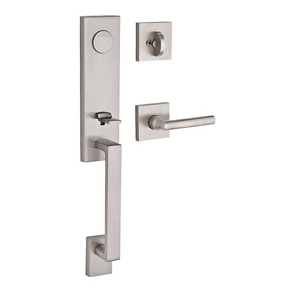 Satin Nickel Full Dummy Handleset Left Hand Tube Lever Square Rose R320453