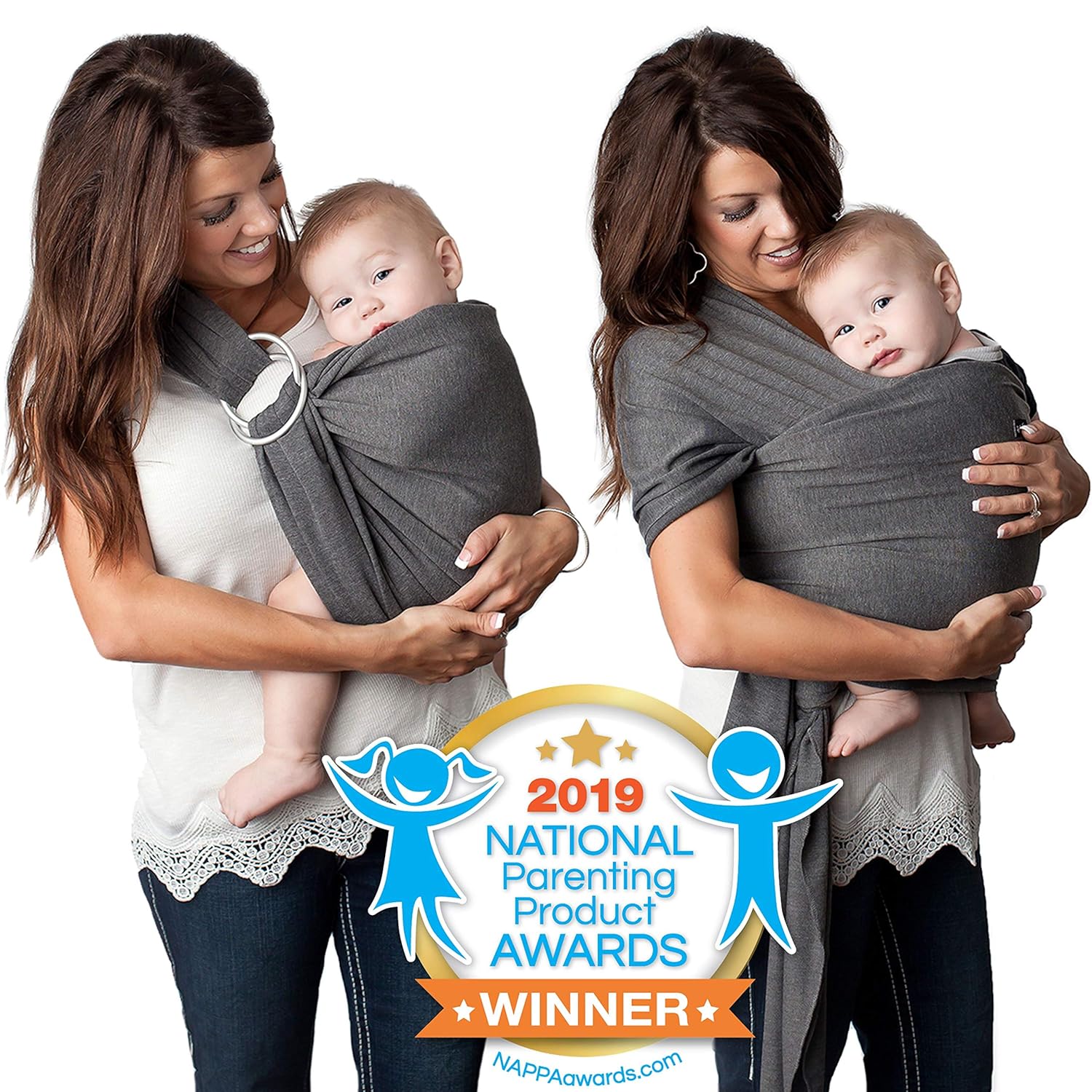 Charcoal Gray 4-in-1 Baby Wrap Carrier Pack of 2 M98042