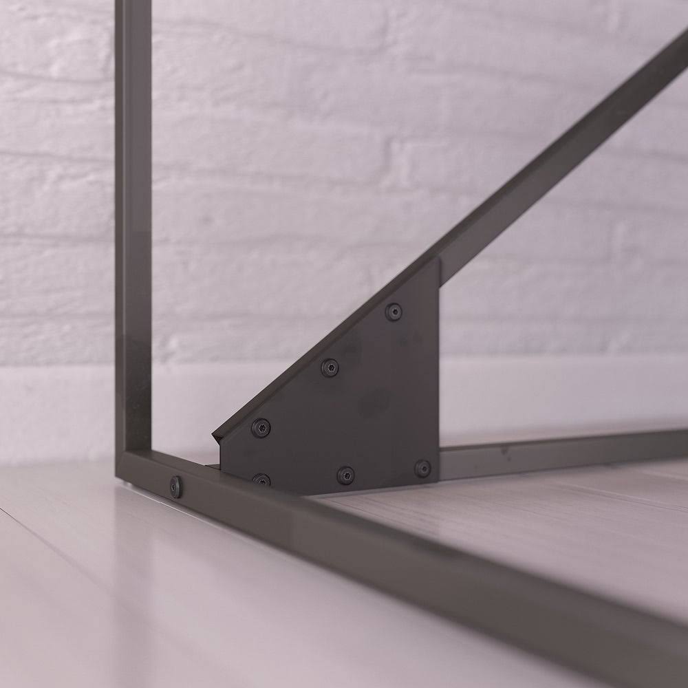 White L Shaped Industrial Desk with File Cabinets K363