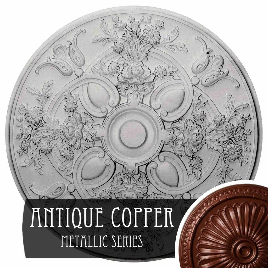 31 1/4x22OD x 2 1/4x22P Hand-Painted Platinum Ceiling Medallion T63152