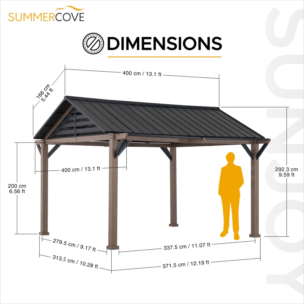 Black Galvanized Steel Hardtop Gazebo 13 x 13 ft. X81068