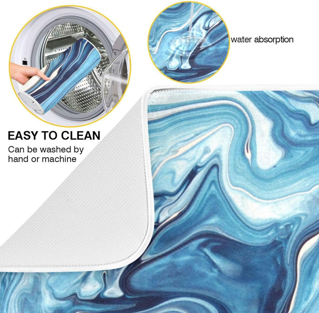 Blue Powder Dish Drying Mat for Kitchen Counter Y580