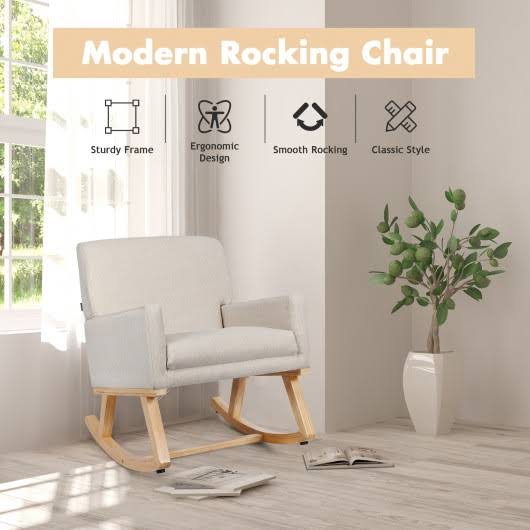 Beige Upholstered Rocking Armchair R621224
