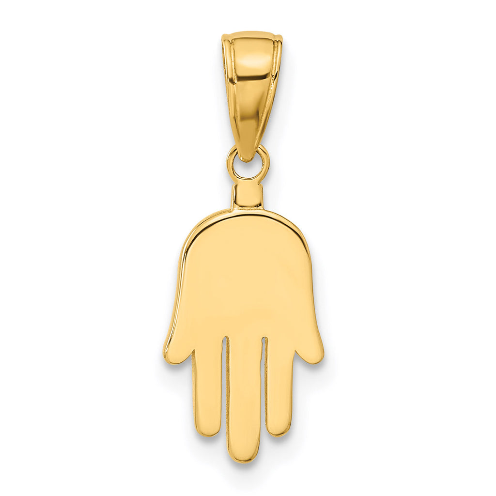 10K Yellow Gold Hamsa Pendant Charm with Rope Chain Necklace 20'' L809