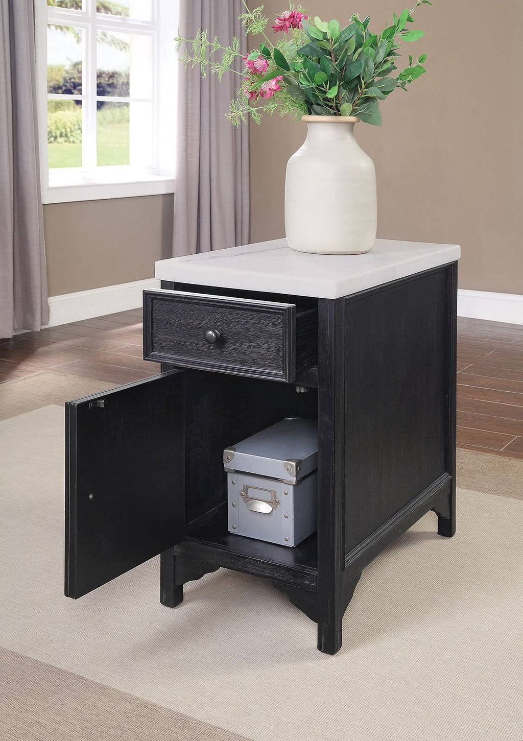 White Black Side Table P51862