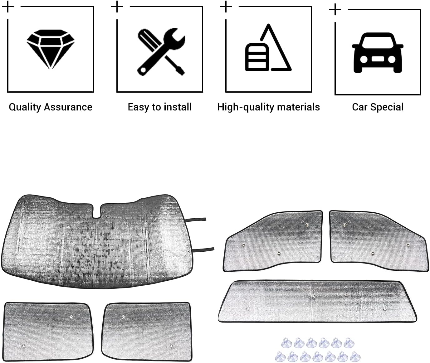 Windshield Sun Shade for Ford F150, 6PCs Pack of 2 E63923